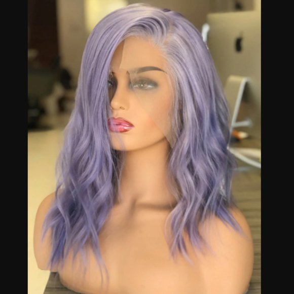Hair Queen LA NEW* Amethyst/Lilac/Purple 100% Human Hair Wig, 18 inches - Picture 1 of 9